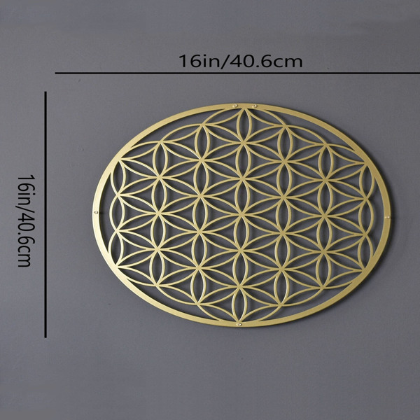 1 PC Elegant Flower of Life Metal Wall Art, Beautifying Bedroom and Livingroom Wall Spaces, Featuring Lotus and Flower Wall Art-Logistics will not be updated on Sunday