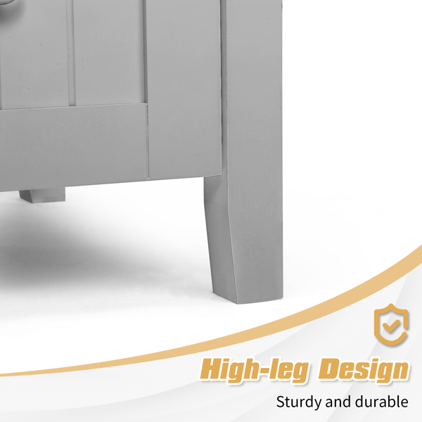 With Basin Grey MDF Lacquered Double Door & 2-Drawer Bathroom Vanity Cabinet with Decorative Molding - 91x46x82cm