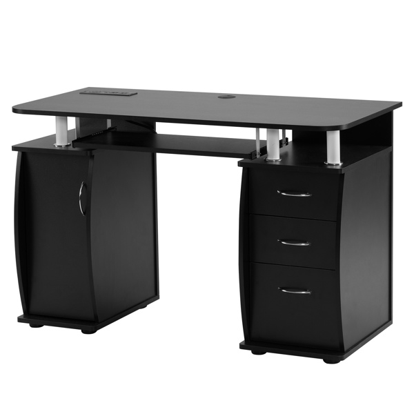 FCH  115* 55*74cm  Black PB Wood 15mm Portable 1pc Door with 3pcs Drawers Computer Desk