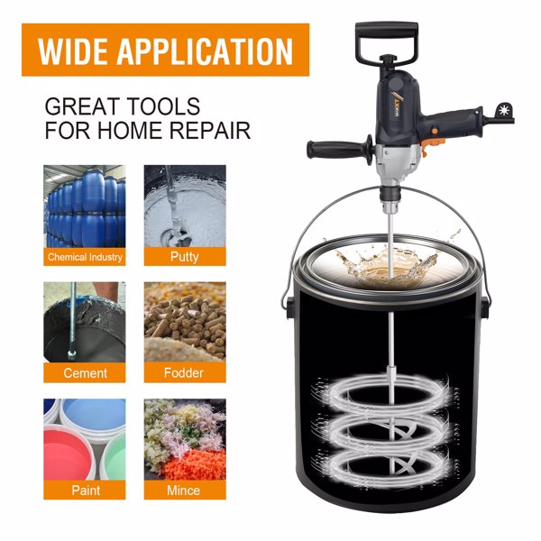 Drill Mixer Set with Spade Handle 1/2 inch Electric Corded Mixing Drill Machine 9A Motor Concrete Mud Mixer[Unable to ship on weekends]