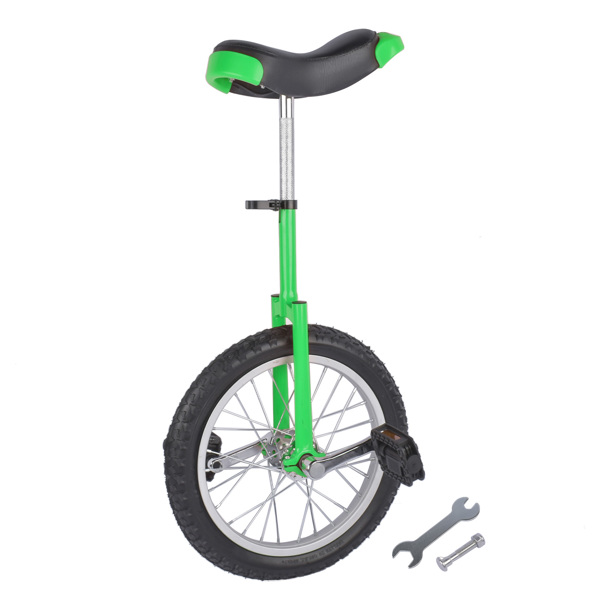 Height Adjustable Unicycle, 16 Inch Wheel Monocycle for Balance Exercise, Easy Assembly Singe Wheel Cycle for Circus Performance, Outdoor Fitness (Green)