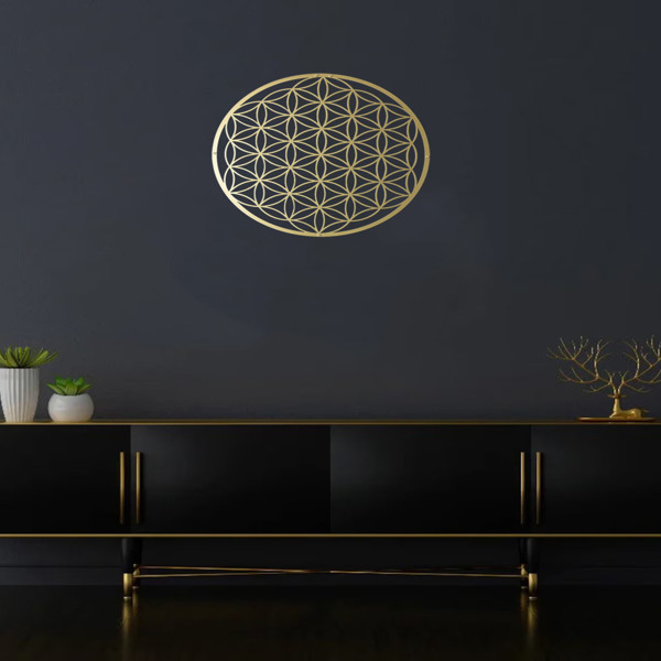 1 PC Elegant Flower of Life Metal Wall Art, Beautifying Bedroom and Livingroom Wall Spaces, Featuring Lotus and Flower Wall Art-Logistics will not be updated on Sunday