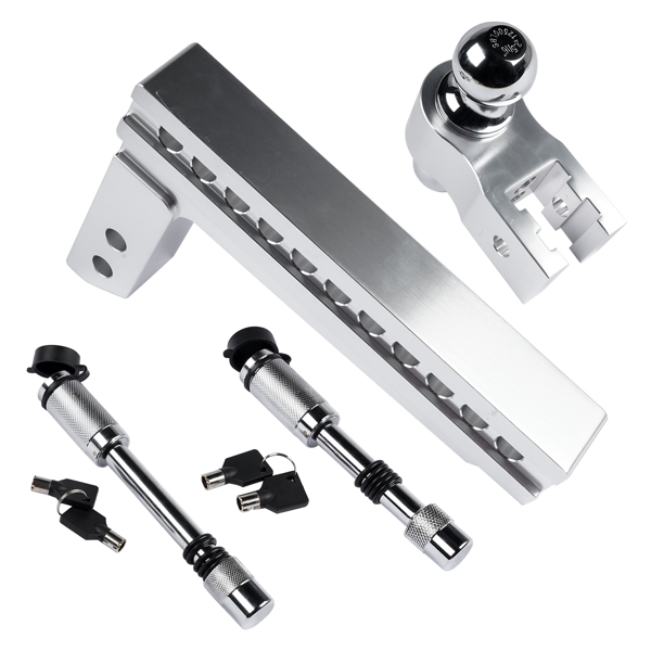 Adjustable 10" Drop / Rise Trailer Hitch for 2" Receiver 2" &2-5/16" Chrome Ball Aluminum