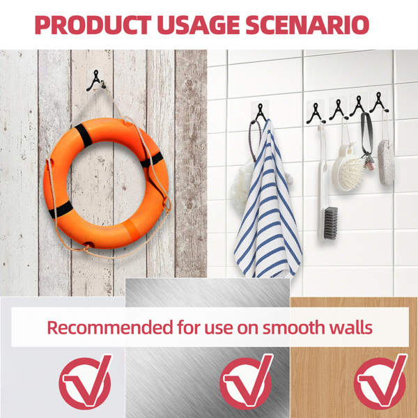 Stainless steel double-hung hooks for multi-functional use in bathroom entrance, living room and other areas.