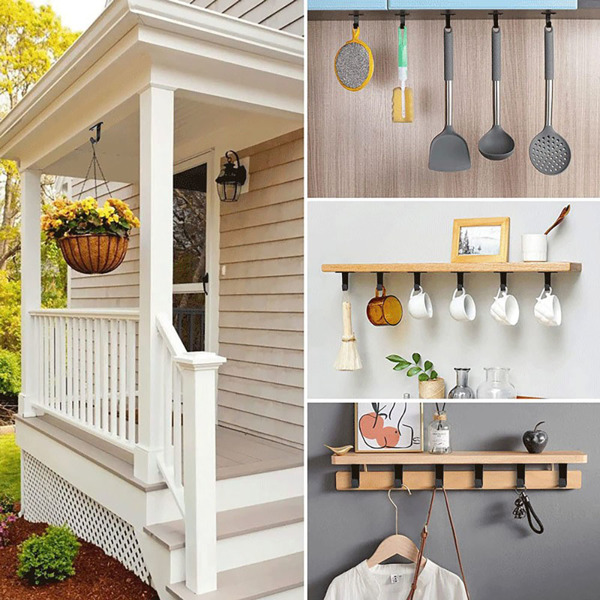 Thickened stainless steel kitchen, bathroom, cloakroom, living room hanging practical side-top storage hooks with strong load-bearing capacity