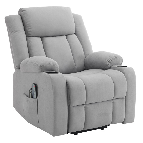 1pcs grey fabric electric elderly chair with 8-point massage belt heating 120kg indoor functional chair, UK
