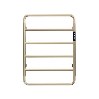 Brushed Gold 18.7\\" Heated Towel Rack for Bathroom,Wall Mounted with Intelligent Touch Screen Timer, 6-Bar Towel Warmer, 304 Stainless Steel Polished, Plug-in/Hard-Wired[Unable to ship on weekends]