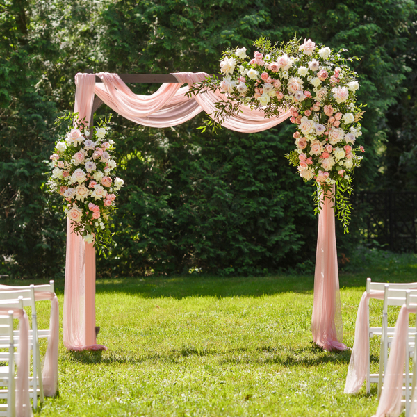 7.2FT Wooden Wedding Arch, Square Wood Arch Wedding Arbor Backdrop Stand for Indoor Outdoor Ceremony Party Proposal Scene Garden Beach Forest Rustic Boho Decoration