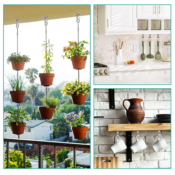 Thickened stainless steel kitchen, bathroom, cloakroom, living room hanging practical side-top storage hooks with strong load-bearing capacity