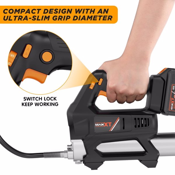 Heavy Equipment Grease Gun Cordless, Max 20000 PSI 20V Grease Gun Battery Powered with 4.0Ah Battery and Quick Charger, 40” Long Hose and LED Light, 6 Speed Electric Grease Gun[Unable to ship on weeke