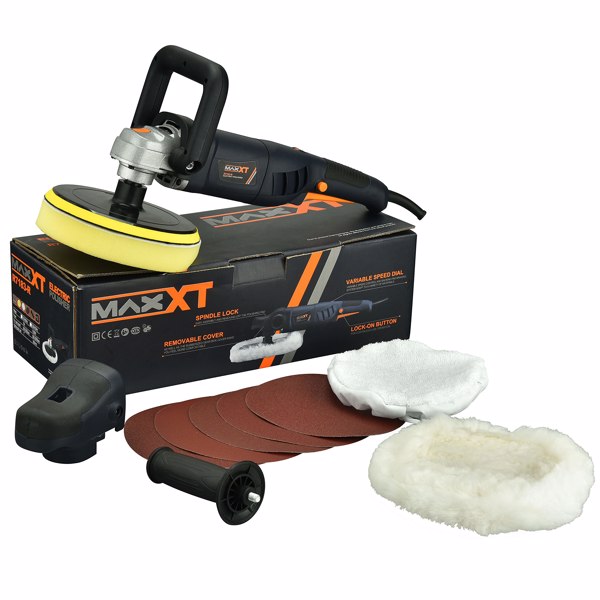 Car Buffer Polisher Rotary Variable Speed Car Polishing Machine 7 Inch Car Detailing Kit with D and Side Handle, Woolen fleece hood, Terry polishing bonnet, Sanding discs[Unable to ship on weekends]