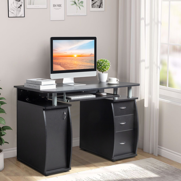 FCH  115* 55*74cm  Black PB Wood 15mm Portable 1pc Door with 3pcs Drawers Computer Desk