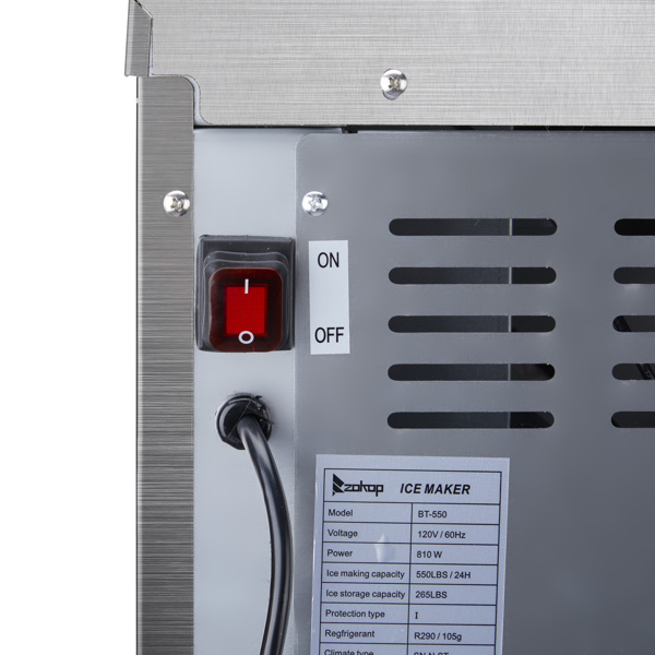 美规 BT-550主机 120V 700W 550lbs/250kg/24h 制冰机 银色 不锈钢 液晶显示屏/13*14铜冰格 商用-49