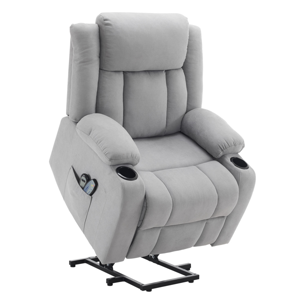 1pcs grey fabric electric elderly chair with 8-point massage belt heating 120kg indoor functional chair, UK