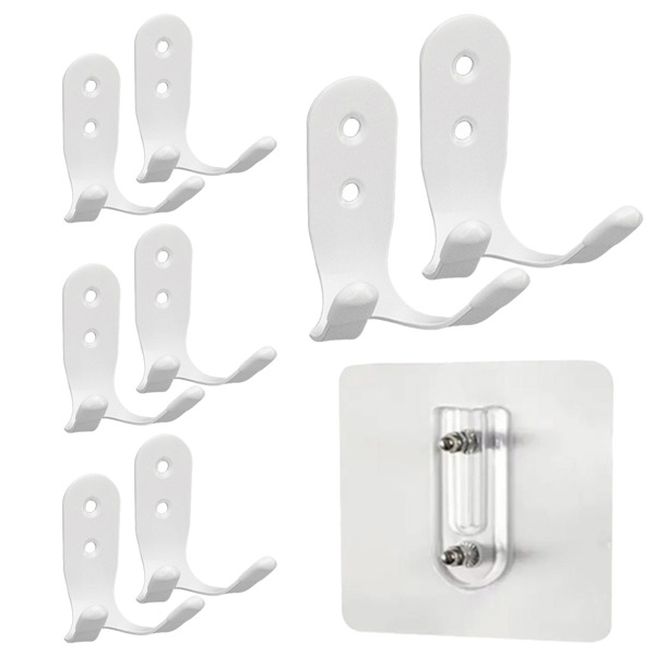 Stainless steel large-sized double-ended hook without drilling holes for kitchen and bathroom storage, suitable for hanging clothes and other items