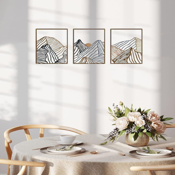 3pcs/aet Minimalist Mountain Landscape Metal Wall Art: Square Hollow-Out Panels, Mesmerizing Modern Home Decor for Living Room-Tracking numbers are not updated on Sundays