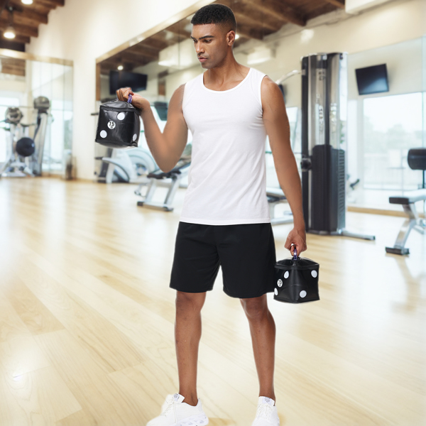 注水哑铃套装，趣味骰子造型旅行可折叠哑铃，健身哑铃一对，15磅，便携式训练器材，适用于核心训练、塑形、俯卧撑-3