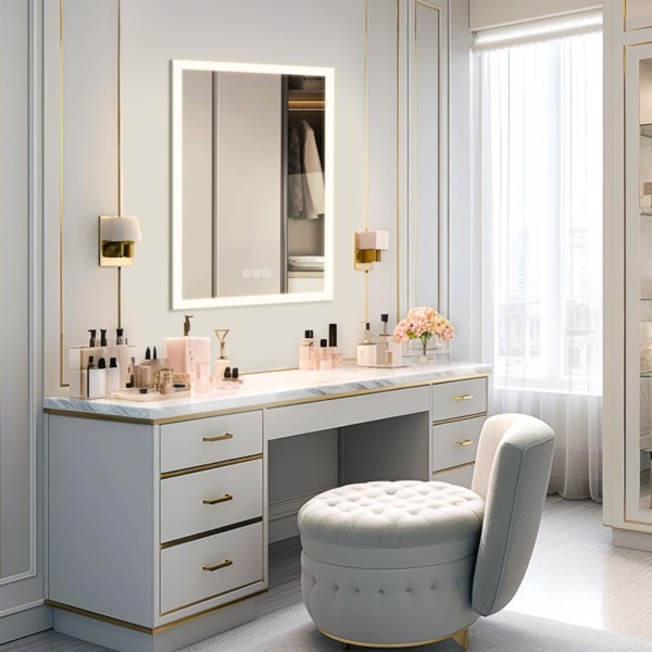 明亮的LED浴室镜子32英寸x 24英寸前灯，5分钟消雾，全高清反射，3种颜色可调光，壁挂式【周末不发货，TK/TEMU订单仅支持自提】-10