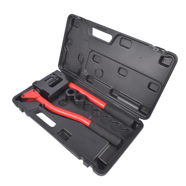 Red Manual Knockout Hole Punch Driver Kits Lever Sheet Metal Stud Punch with Dies for Pipe Sizes 7/8", 1-1/8", 1-11/32"