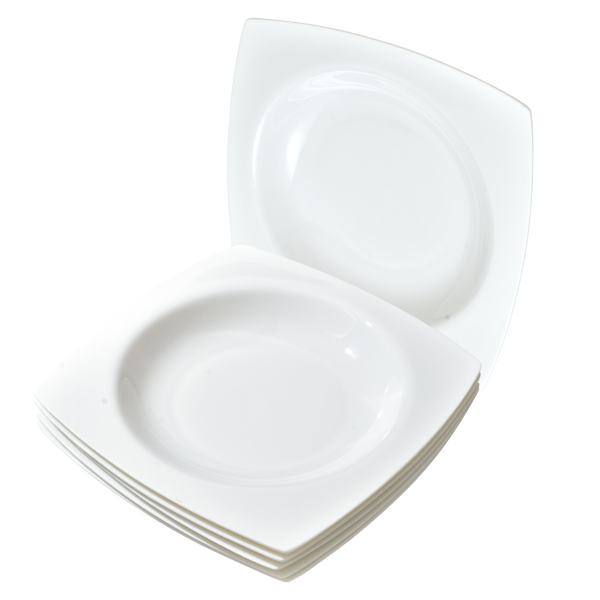 Salad Kitchen Plate set for 6,Square Plate Sets for Elegant Dining,Microwave Safe White Plates Ceramic Tableware Set,Ideal for Home or Restaurant