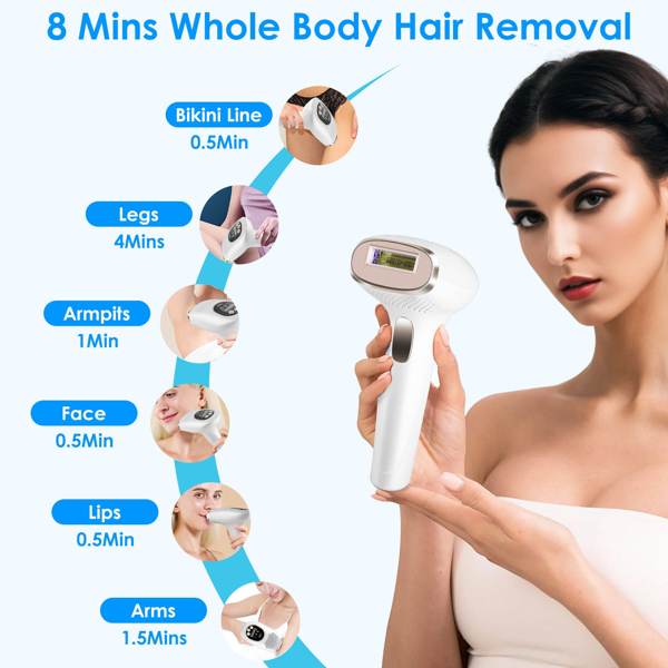 3 In 1 Ice Cooling Laser Hair Removal Painless Permanent At-Home IPL Hair Removal with 999,999 Flashes 9 Energy Levels 2 Flash Modes for Armpits Legs Arms Bikini Line