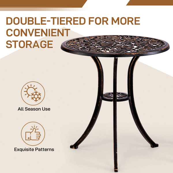 3 PCS Outdoor Bistro Set,Outdoor Patio Set, All-Weather Cast Aluminum Bistro Table Set for Backyard, Garden, Balcony （Leaf）