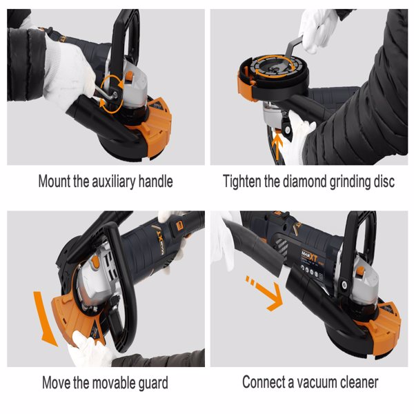 5 Inch Concrete Surfacing Grinder, 1500W 14A Motor, 7 Adjustable Speed Angle Grinder Kit with Diamond Disc, Removable Guard, for Polishing and Grinder Stone Cement Marble Granite[Unable ship weekends]