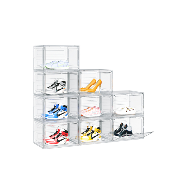 9-Piece Big White Plastic Mesh Shoe Box Set - 33.5*29.5*22cm, Modular Design for Home Storage