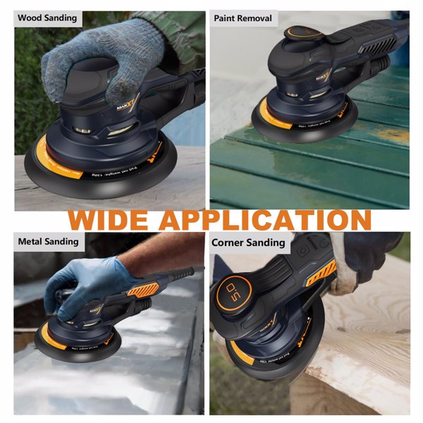 Ramdon Orbital Sanders for 6inch, 10000 RPM Electric Orbital Sander with 10PCS Sandpapers, 6 Variable Speed Wood Sander for Woodworking/Sanding/Polishing[Unable to ship on weekends]