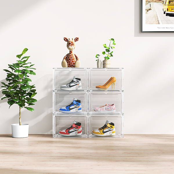 9-Piece Big White Plastic Mesh Shoe Box Set - 33.5*29.5*22cm, Modular Design for Home Storage