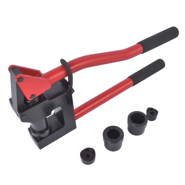 Red Manual Knockout Hole Punch Driver Kits Lever Sheet Metal Stud Punch with Dies for Pipe Sizes 7/8", 1-1/8", 1-11/32"