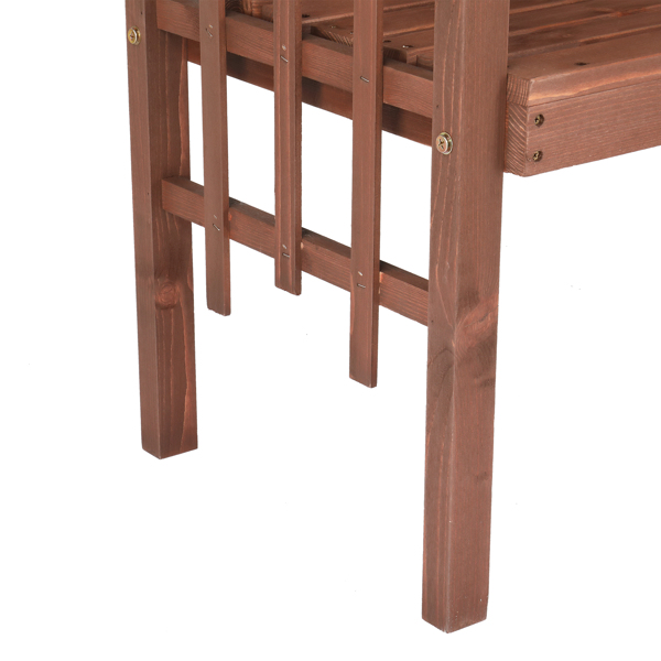 6.8FT Wooden Arch with Bench for 2 People, Garden Arbor Trellis for Climbing Plant, Outdoor Garden Lawn Backyard Patio Decor, Dark Brown