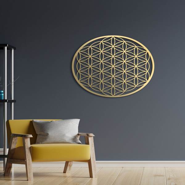 1 PC Elegant Flower of Life Metal Wall Art, Beautifying Bedroom and Livingroom Wall Spaces, Featuring Lotus and Flower Wall Art-Logistics will not be updated on Sunday