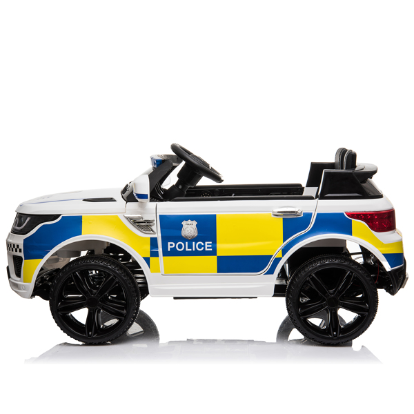  【Same Code：95123812】Dual Drive 12V 7Ah Police Car with 2.4G Remote Control White