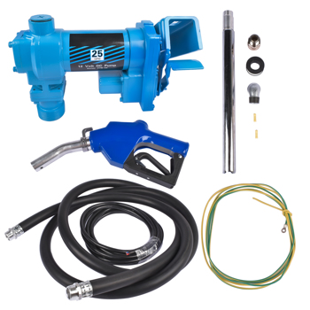 High Flow DC Fuel Pump 12 Volt with Automatic Nozzle for Gasoline Kerosene-Blue 