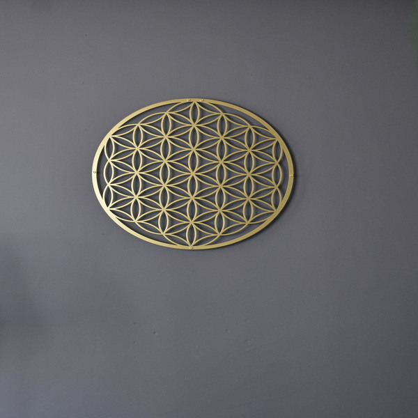 1 PC Elegant Flower of Life Metal Wall Art, Beautifying Bedroom and Livingroom Wall Spaces, Featuring Lotus and Flower Wall Art-Logistics will not be updated on Sunday