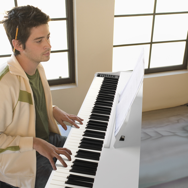 【Replace 60293400】GDP-203 88 Key Standard Full Weighted Keyboards Digital Piano with Metal Stand, Power Adapter, Triple Pedals, Headphone，for All Experience Levels White Color