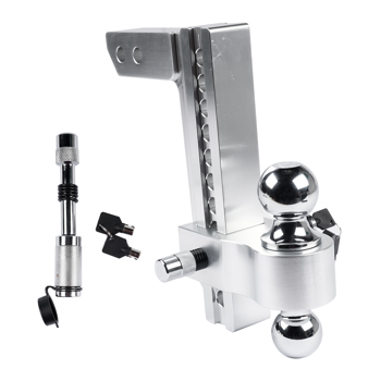 Adjustable 10\\" Drop / Rise Trailer Hitch for 2\\" Receiver 2\\" &2-5/16\\" Chrome Ball Aluminum