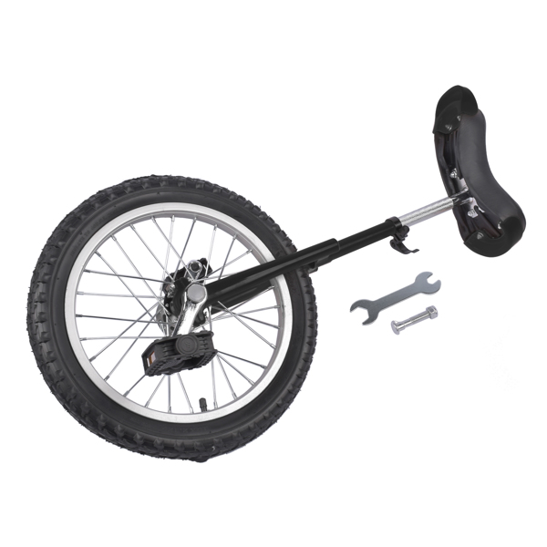 Height Adjustable Unicycle, 16 Inch Wheel Monocycle for Balance Exercise, Easy Assembly Singe Wheel Cycle for Circus Performance, Outdoor Fitness (Black)