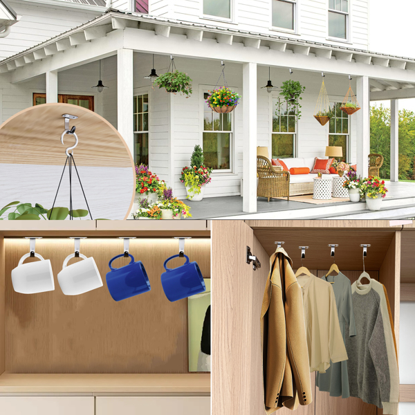 Thickened stainless steel kitchen, bathroom, cloakroom, living room hanging practical side-top storage hooks with strong load-bearing capacity