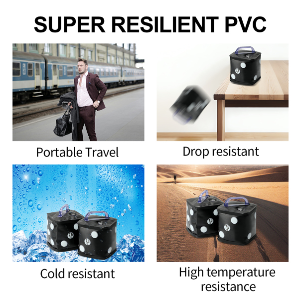 注水哑铃套装，趣味骰子造型旅行可折叠哑铃，健身哑铃一对，15磅，便携式训练器材，适用于核心训练、塑形、俯卧撑-6