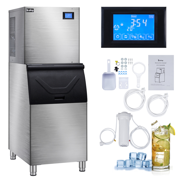 美规 BT-400主机 120V 600W 400lbs/181kg/24h 制冰机 银色 不锈钢 液晶显示屏/12*13铜冰格 商用-22