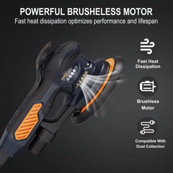 Ramdon Orbital Sanders for 6inch, 10000 RPM Electric Orbital Sander with 10PCS Sandpapers, 6 Variable Speed Wood Sander for Woodworking/Sanding/Polishing[Unable to ship on weekends]