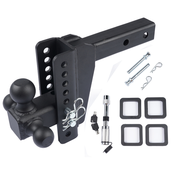 Tri-Ball 1-7/8'' 2'' 2-5/16'' Adjustable Trailer Hitch Fits 2'' Receiver Heavy Duty Solid Ball Mount