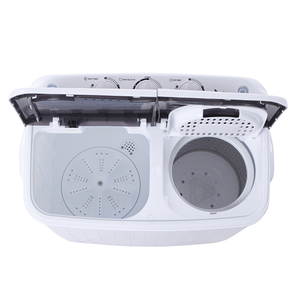 【same code：05164613】Compact Twin Tub with Built-in Drain Pump XPB35-188S 14.3(7.7 6.6)lbs Semi-automatic Gray Cover Washing Machine