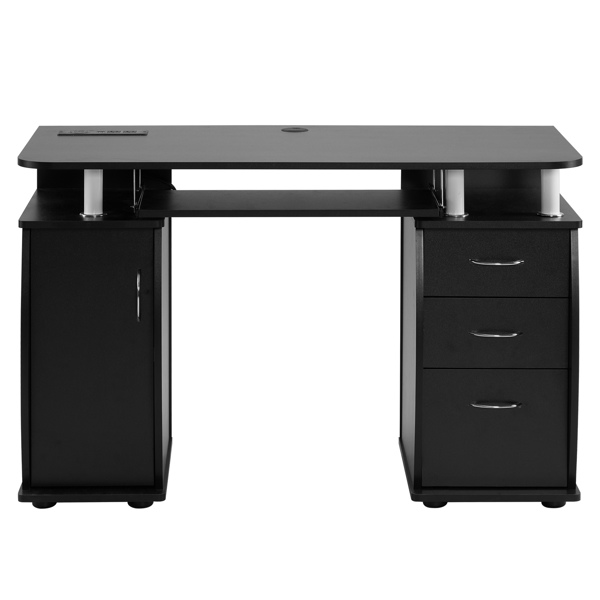 FCH  115* 55*74cm  Black PB Wood 15mm Portable 1pc Door with 3pcs Drawers Computer Desk