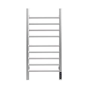 Brushed Nickel Heated Towel Rack for Bathroom,Wall Mounted with Intelligent Touch Screen Timer, 9-Bar Towel Warmer, 304 Stainless Steel Polished, Plug-in/Hard-Wired[Unable to ship on weekends]