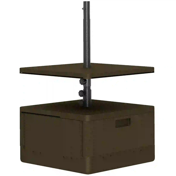 Weighted Umbrella Stand with Table Tray and Wheels - Brown
