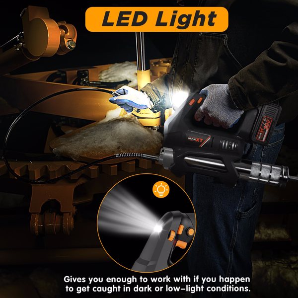 Heavy Equipment Grease Gun Cordless, Max 20000 PSI 20V Grease Gun Battery Powered with 4.0Ah Battery and Quick Charger, 40” Long Hose and LED Light, 6 Speed Electric Grease Gun[Unable to ship on weeke