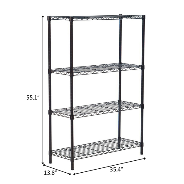 4-Layer Plastic Coated Iron Shelf 140*90*35 Black